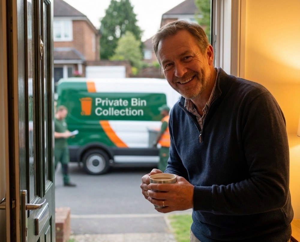 Satisfied private bin collection customer in Angmering